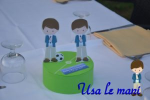 Centro tavola fai da te: Prima Comunione tema calcio